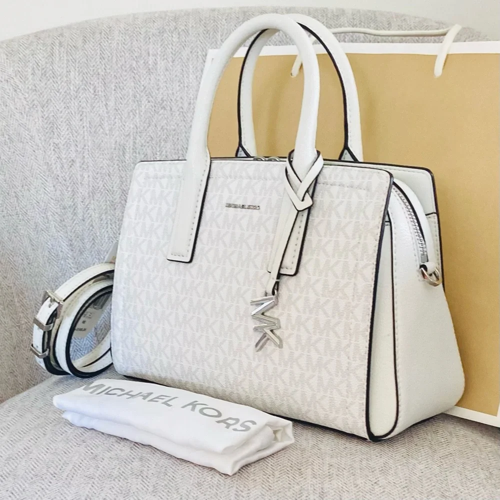 Michael Kors Top Handle Crossbody Logo White Handbag